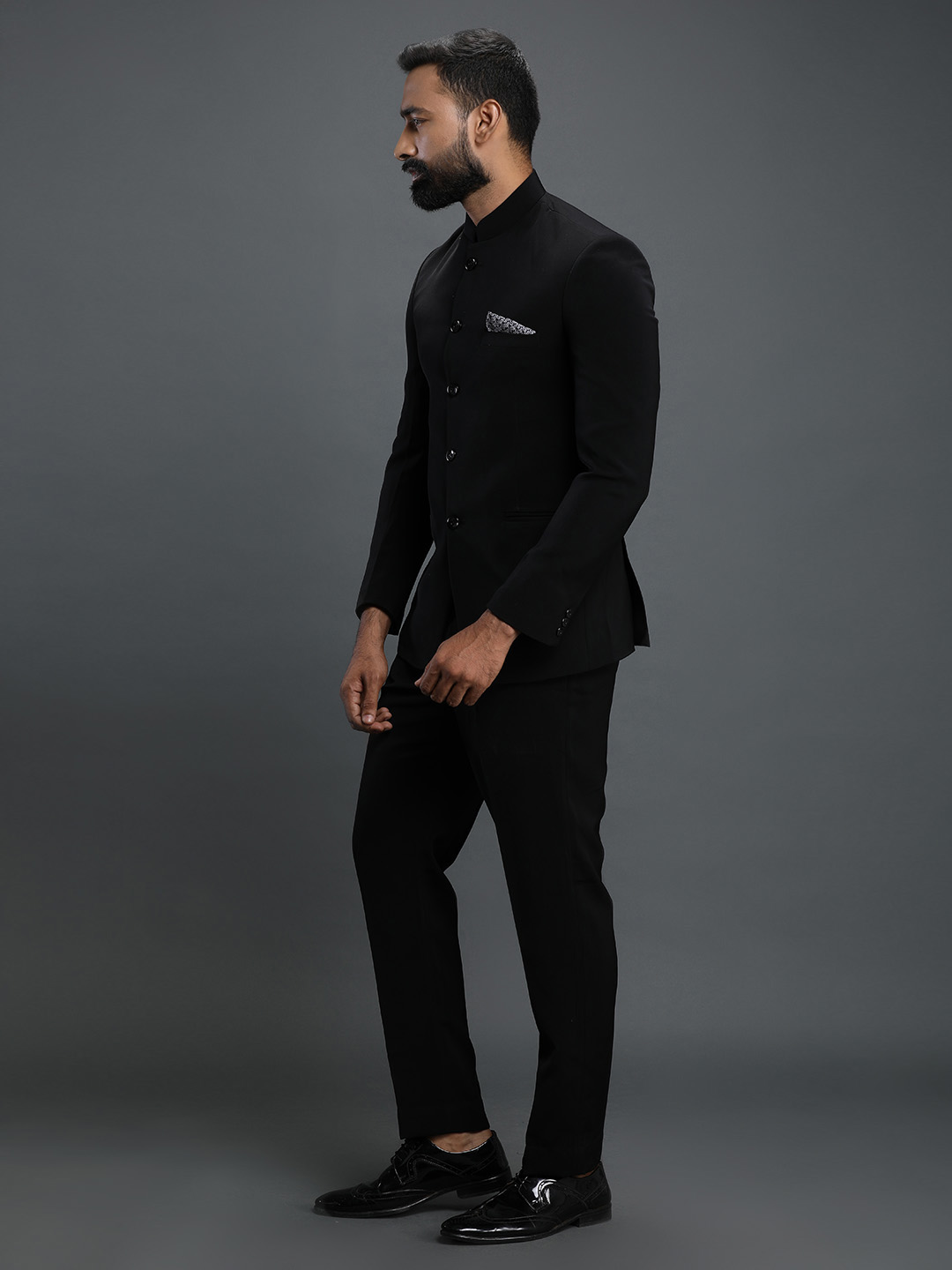Black Polynosic Jodhpuri Suit — image 2