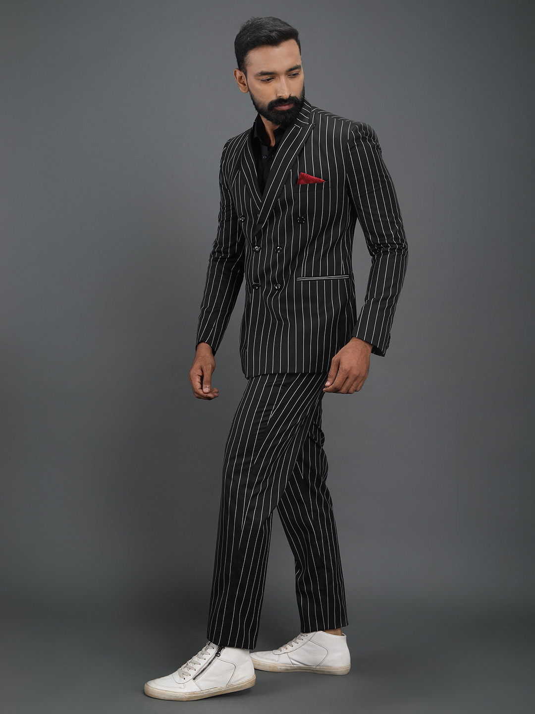 Black Stripes 6 button Suit — image 2
