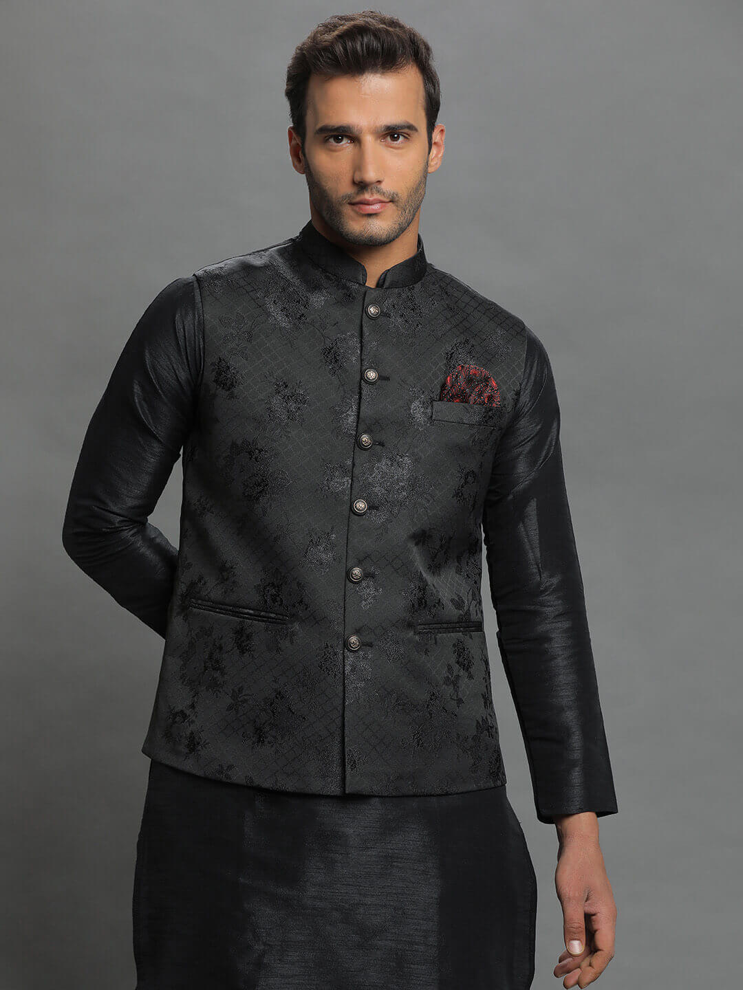 Black Zardozi Kurta Pyjama Set