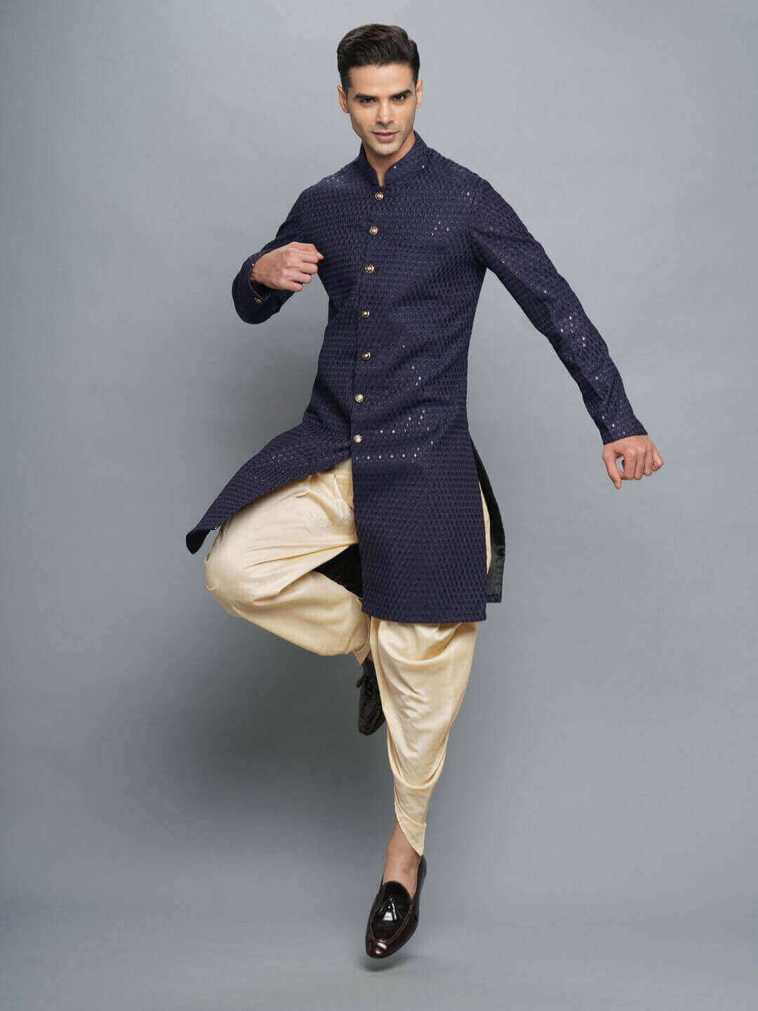 Blue Shimmer Semi IndoWestern