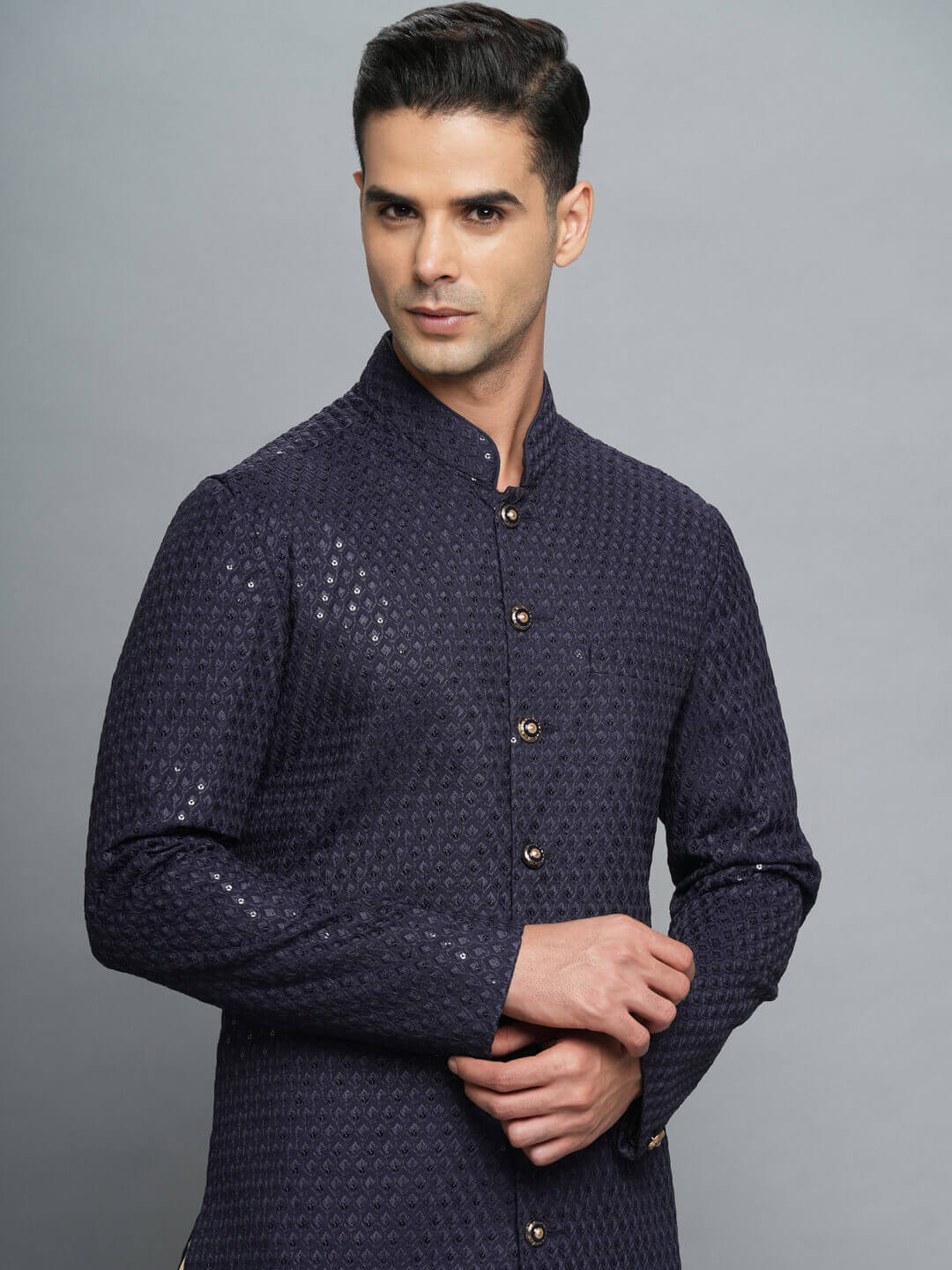 Blue Shimmer Semi IndoWestern