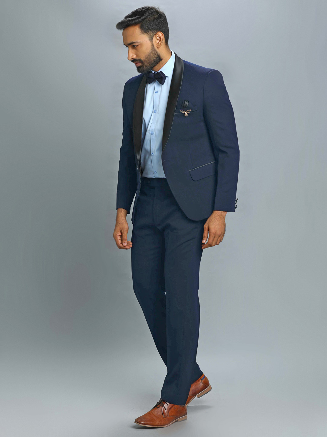 Blue Textured Polynosic Tuxedo — image 2