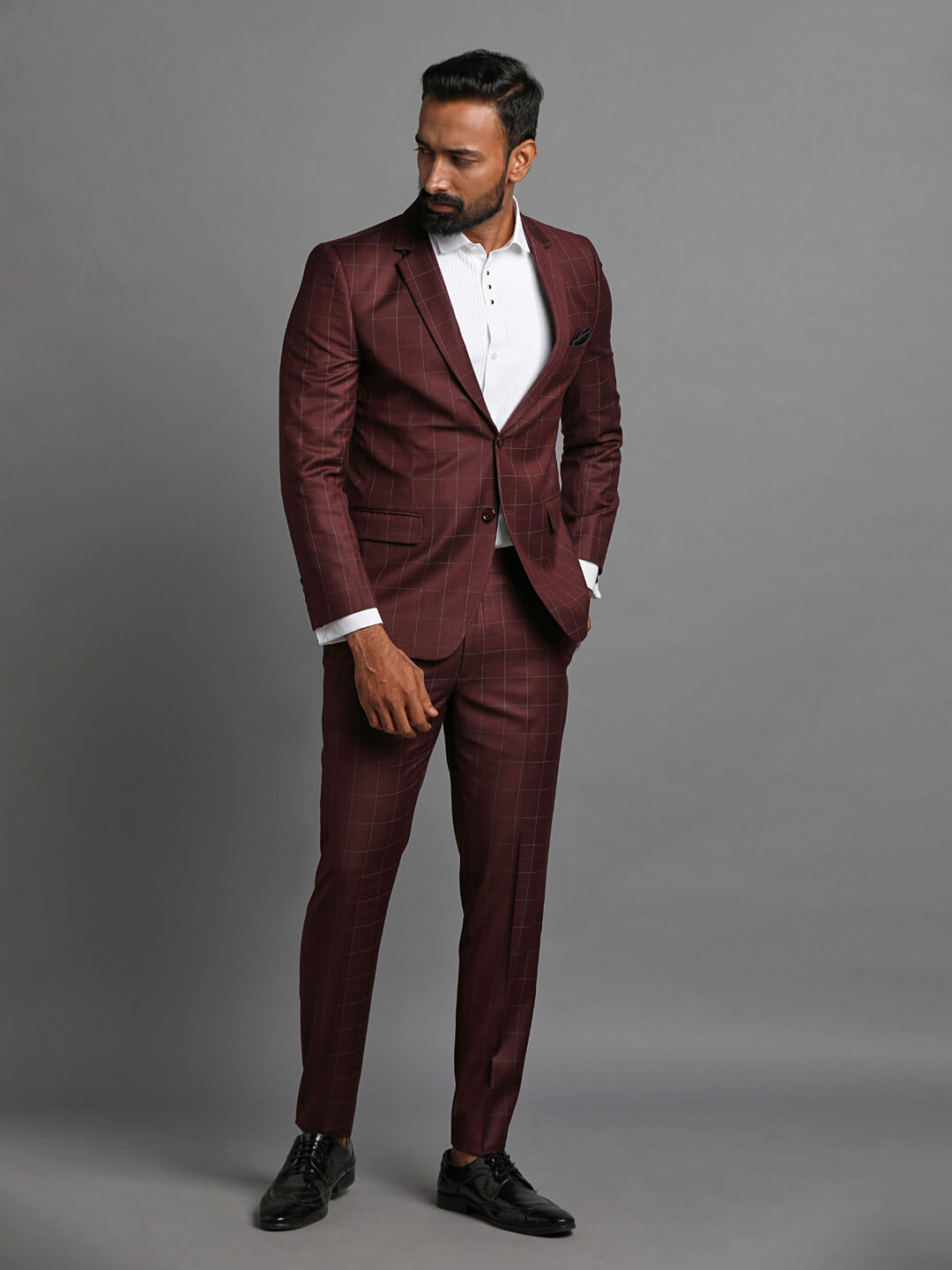 Brick Brown Checks 2 Piece Suit
