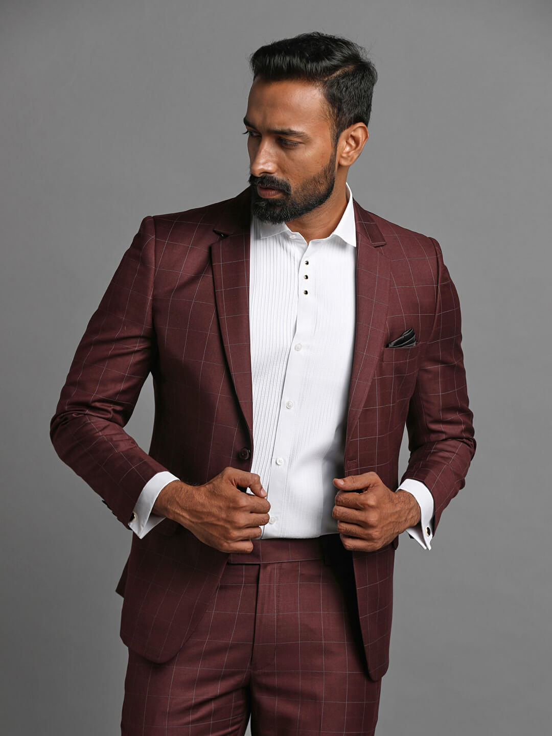 Brick Brown Checks 2 Piece Suit