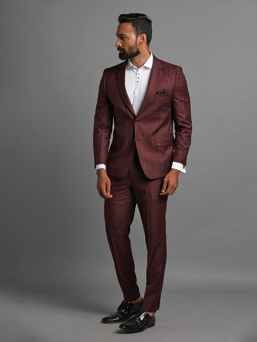 Brick Brown Checks 2 Piece Suit — image 1