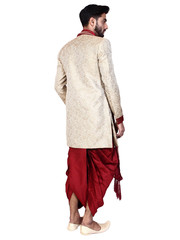 cream sherwani with red base — image 1