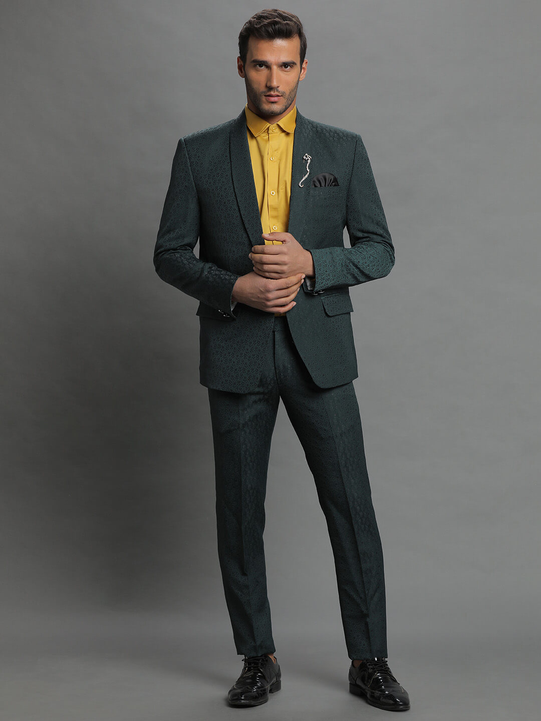 Green Rose Embroidered Suit