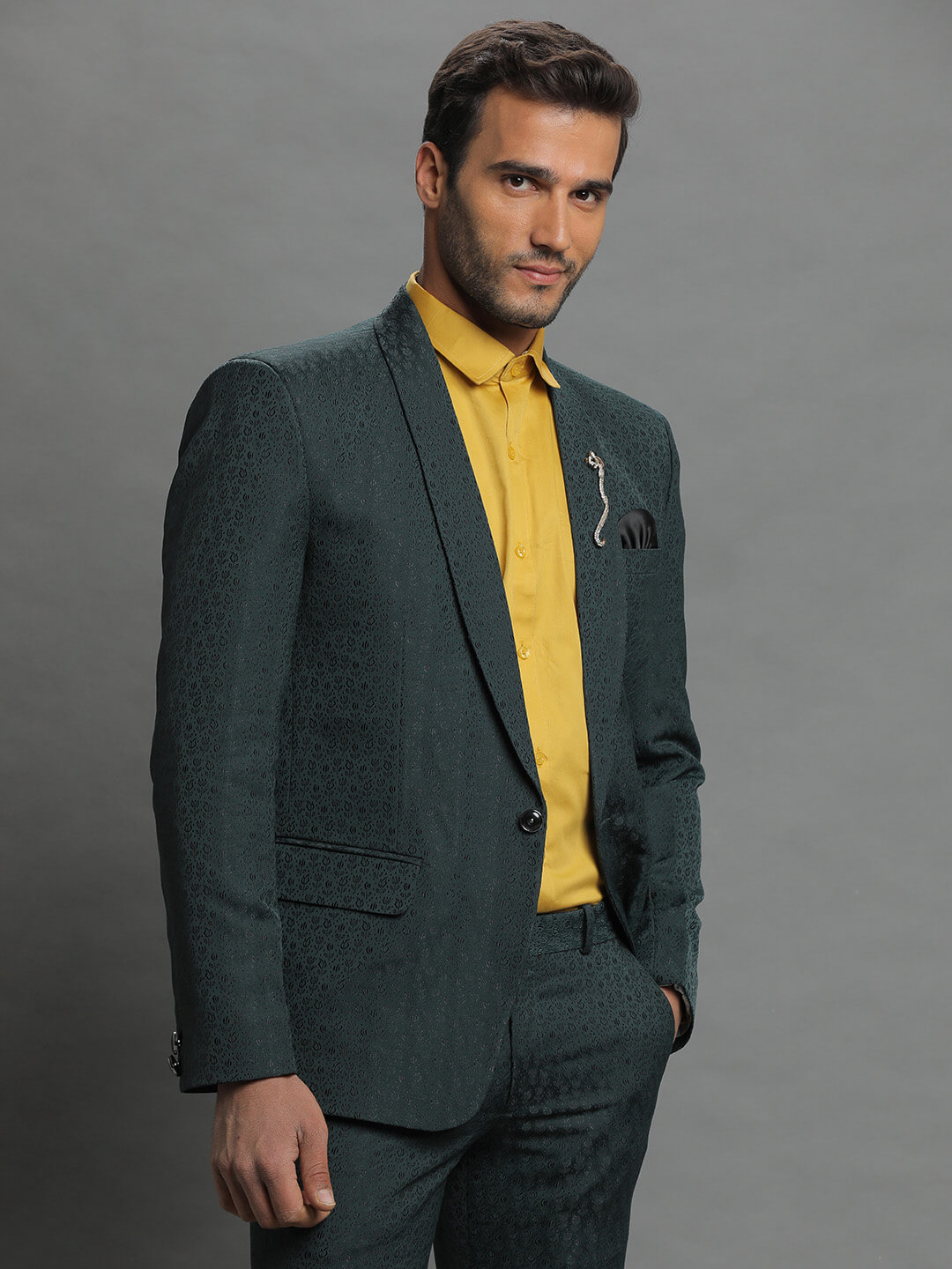 Green Rose Embroidered Suit