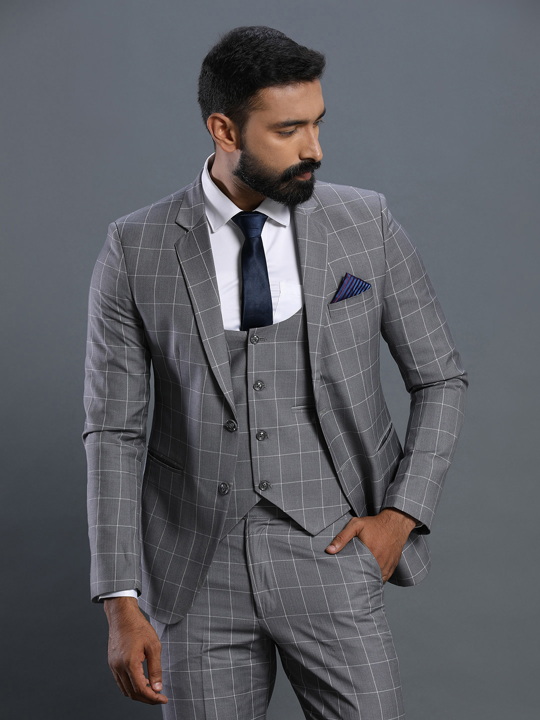 Grey Checks 3 Piece Suit — image 2