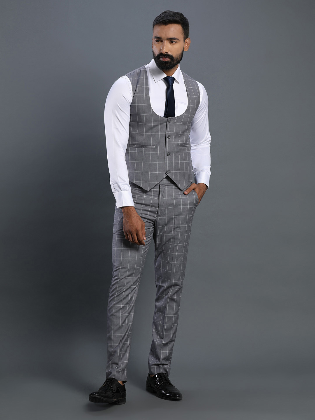 Grey Checks 3 Piece Suit — image 1