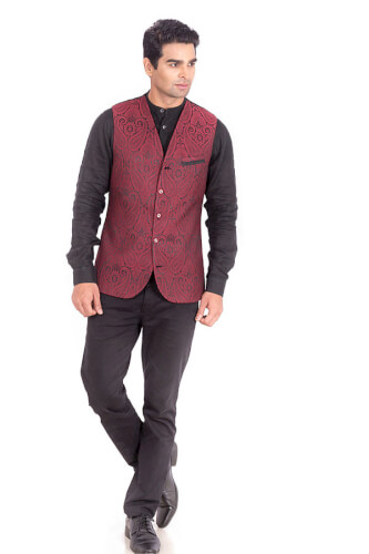 maroon brocade waistcoat