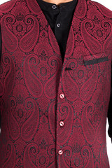 maroon brocade waistcoat — image 3