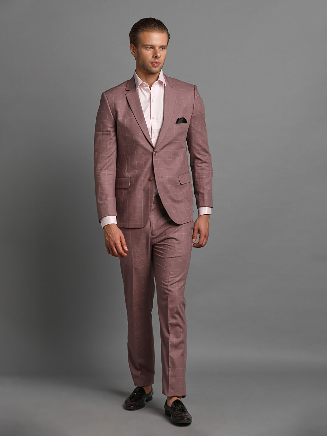 Onion Pink Checks 2 Piece Suit — image 1