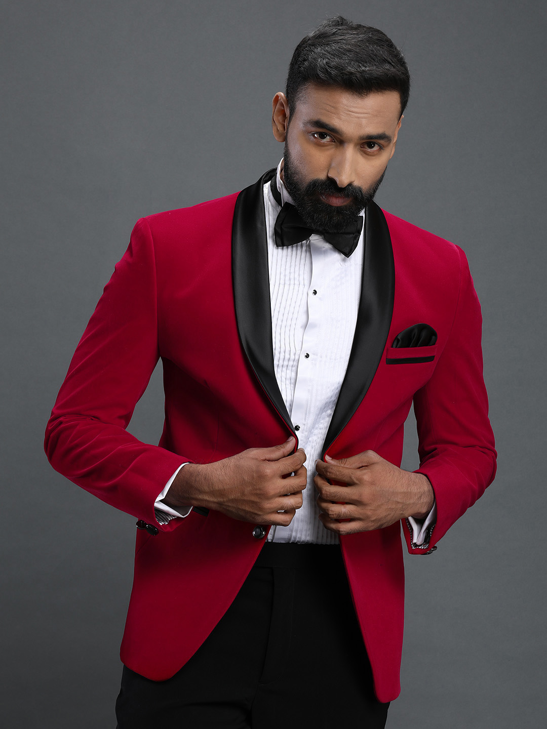 Red Velvet Tuxedo Blazer