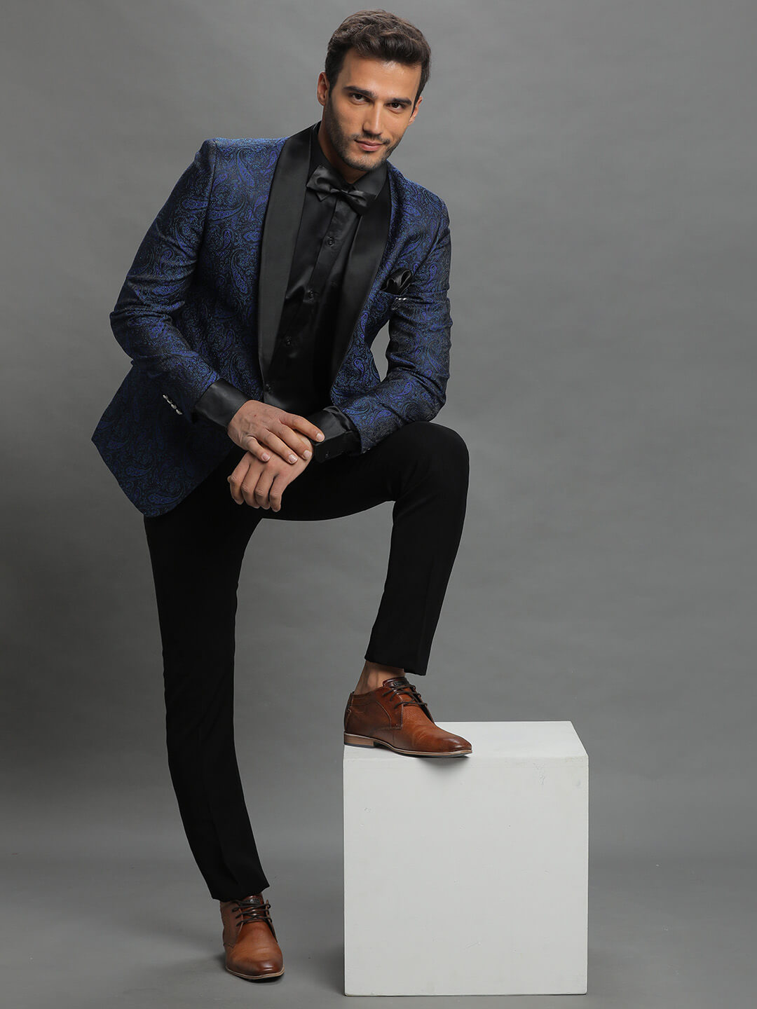 Royal Blue Paisley Jaquard Blazer