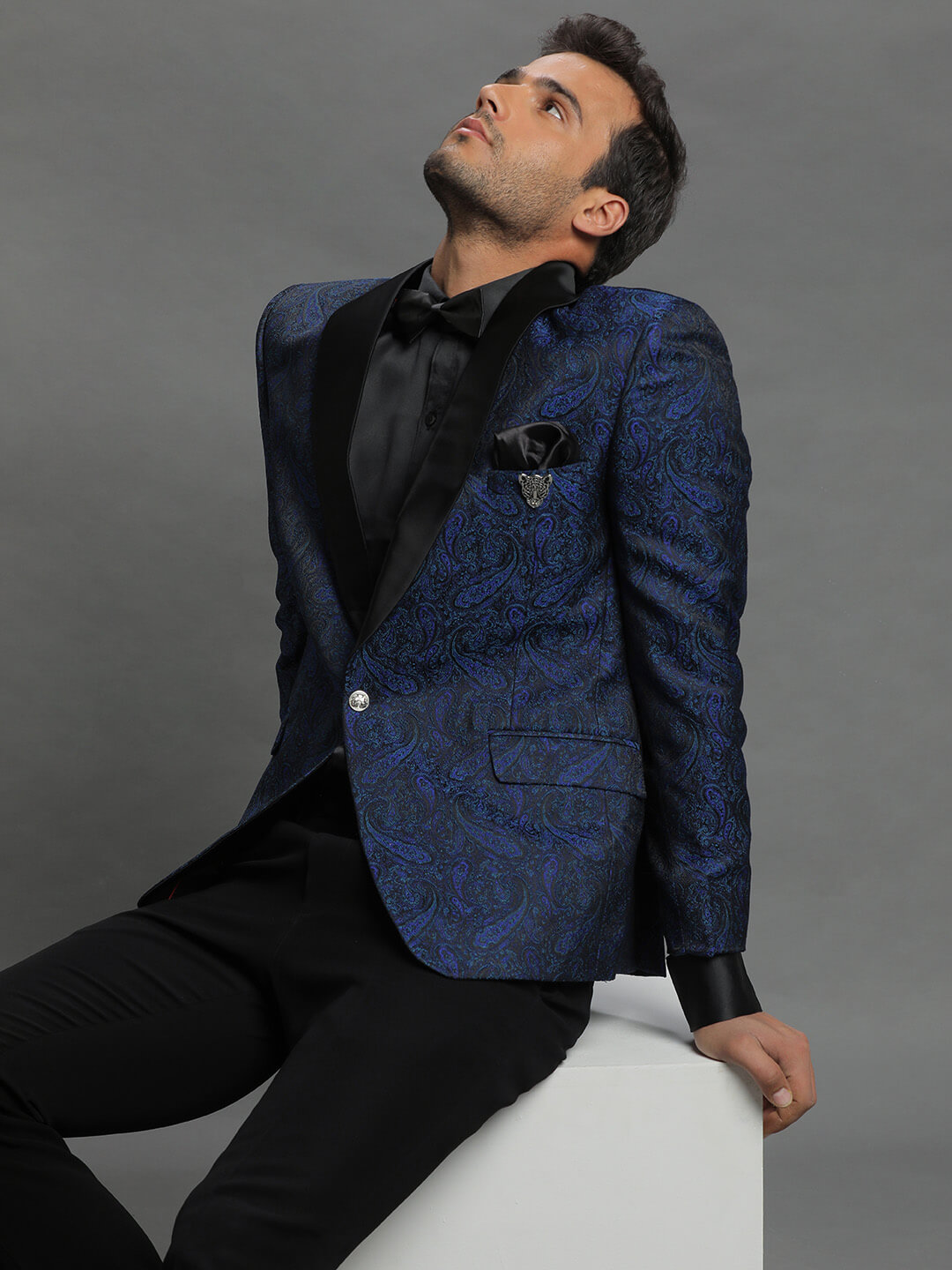 Royal Blue Paisley Jaquard Blazer