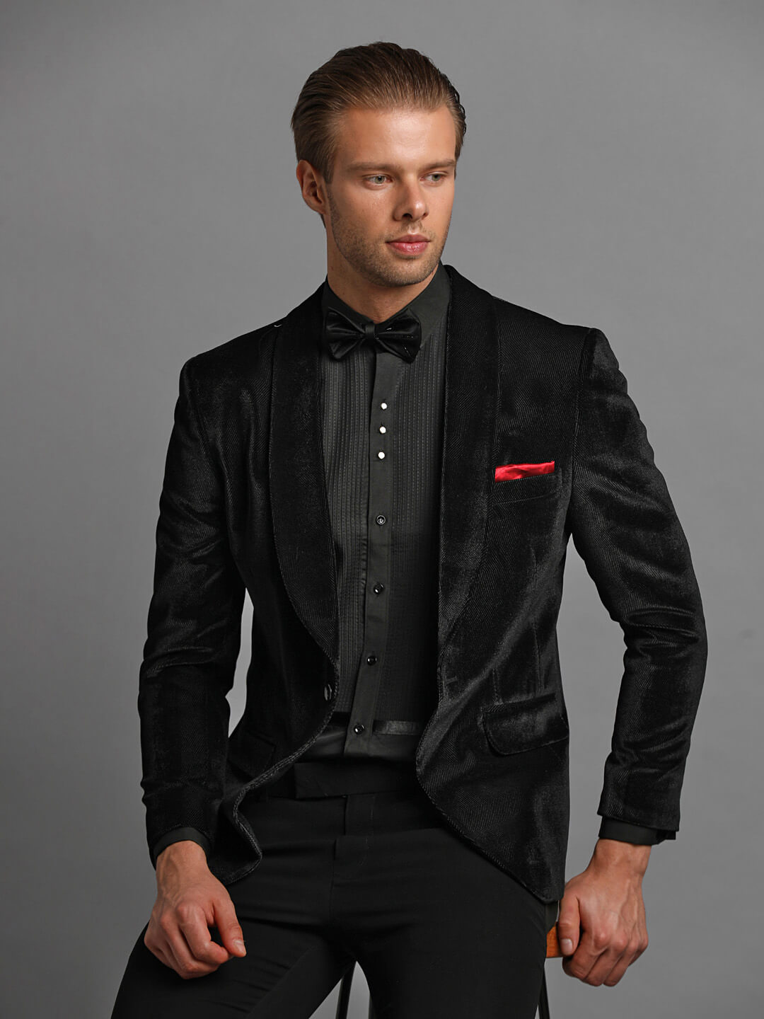 Shiny Black Velvet Shawl Lapel Tux — image 2
