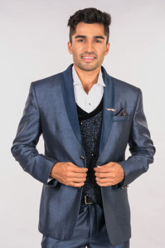 Shiny Bling Blue 3 Piece Suit