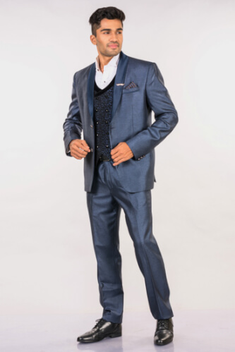 Shiny Bling Blue 3 Piece Suit — image 1