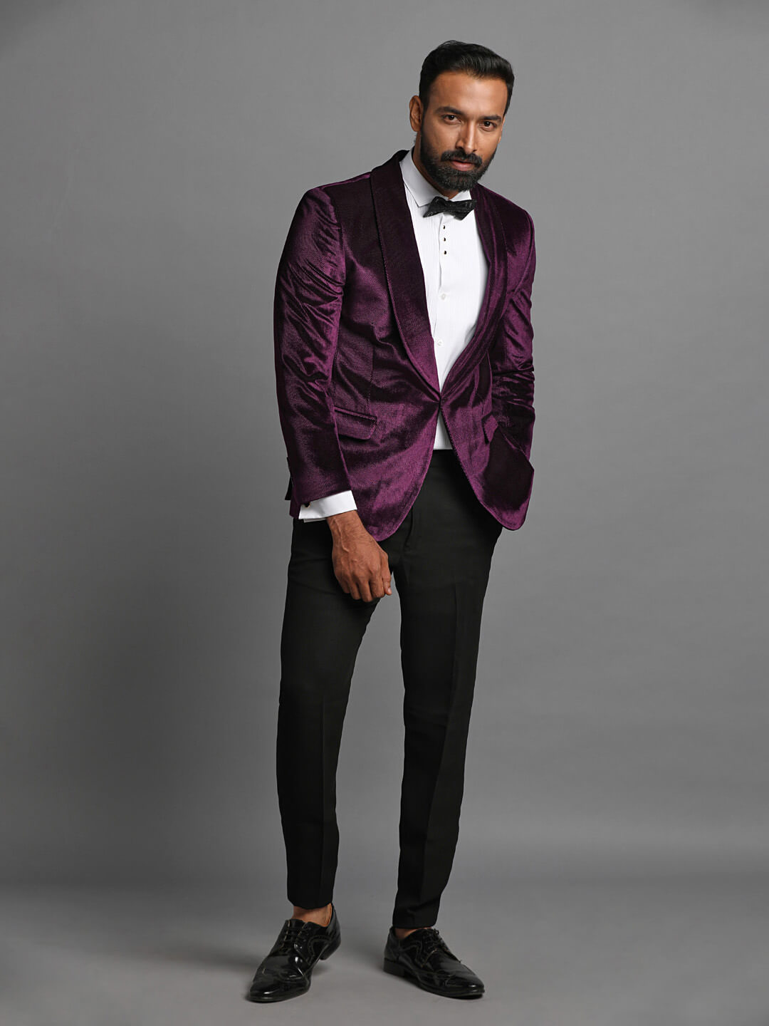 Shiny Lavender Velvet Shawl Lapel Tux