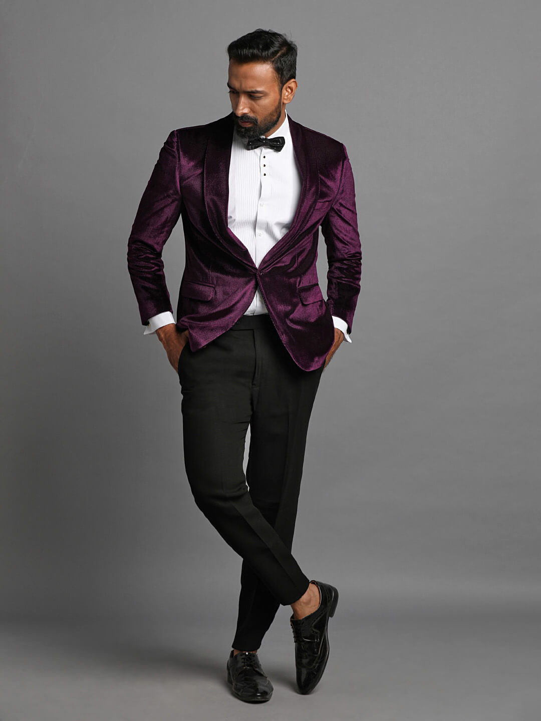 Shiny Lavender Velvet Shawl Lapel Tux — image 1